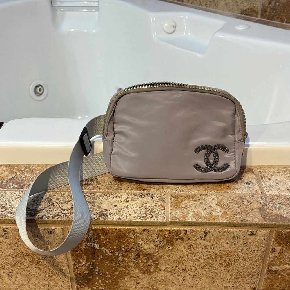 Luxury Dove Gray Sling Bag with Logo